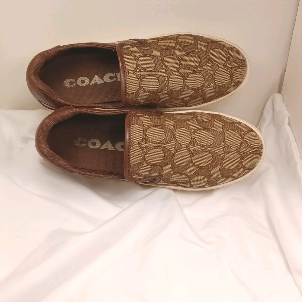 Coach Women Westlyn Slip On Sneakers Signature Canvas Brown Leather Size 6 M - Picture 5 of 7